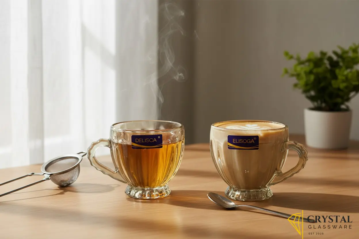 Elegant Bronze Brown Delisoga Glass Cup Set  6 Pcs Premium Heat-Resistant Tea & Coffee Cups 